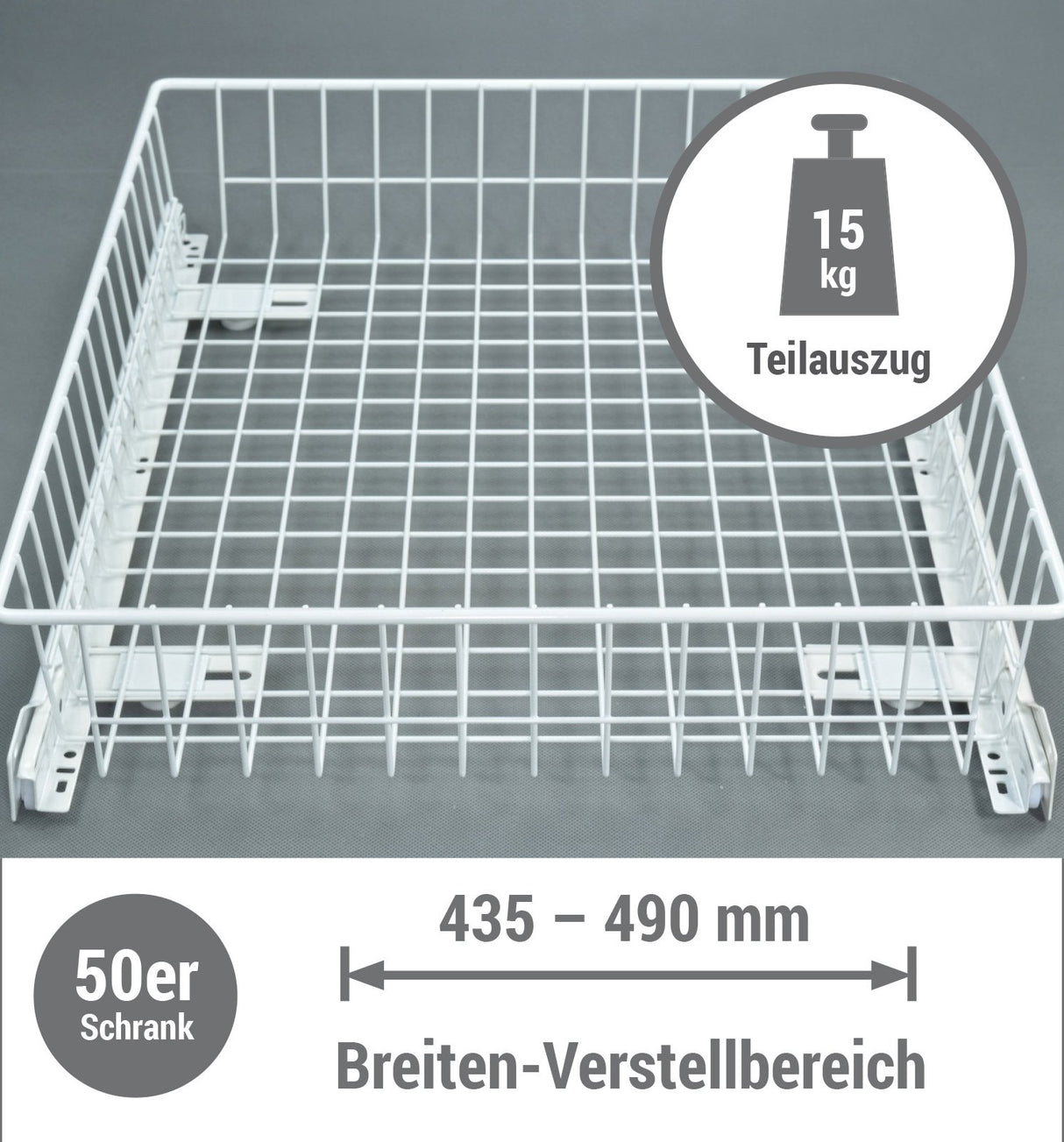 Teilauszug 50 cm, weiß