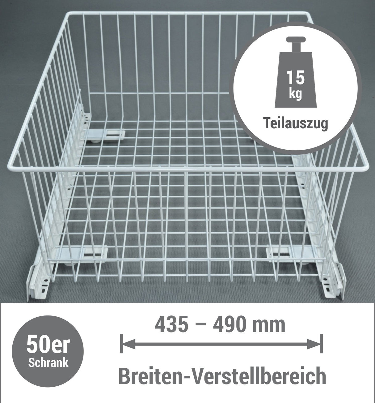Teilauszug 50 cm, weiß