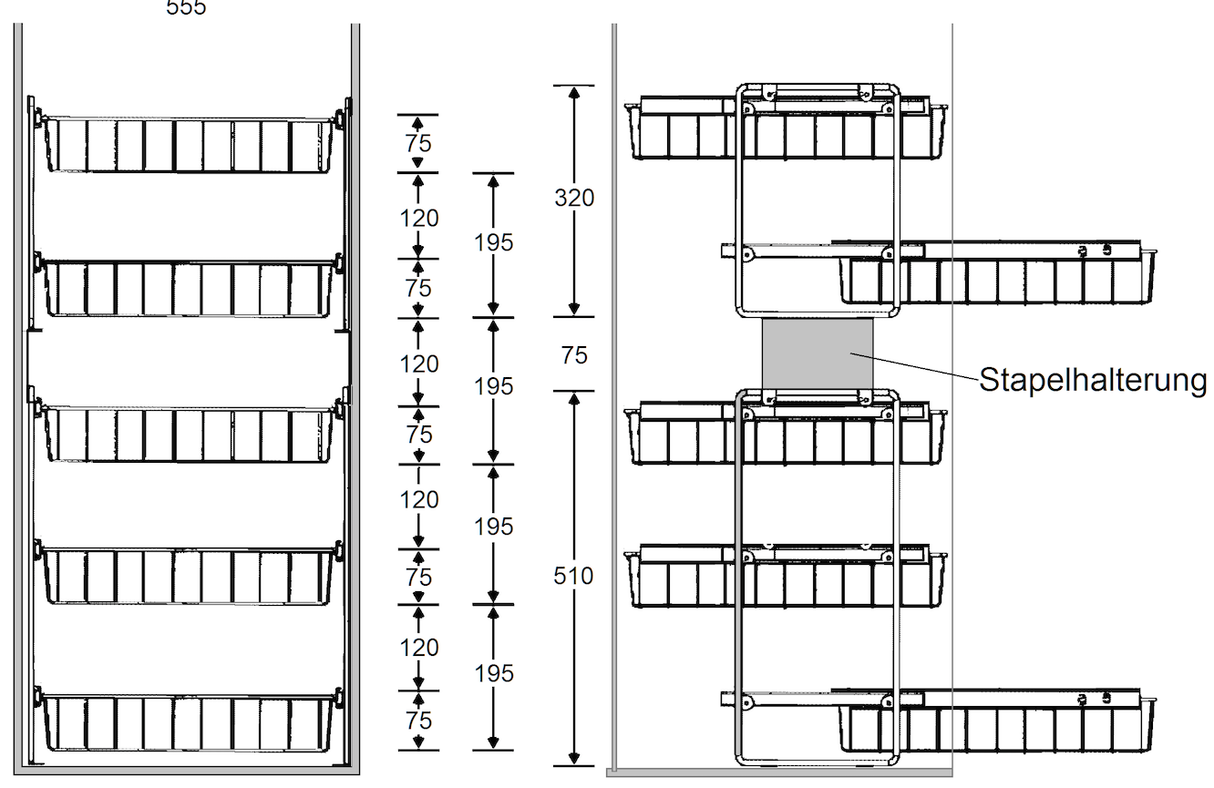 Korb Kombisystem '3 Etagen'