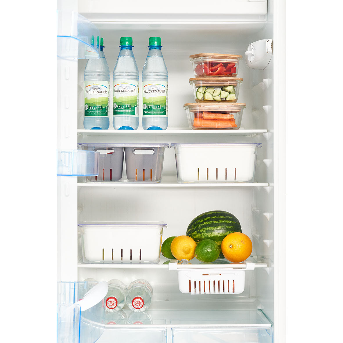 Lebensmittel Frischhalten Malloom 2er-Set Kühlschrank-Organizer – Stapelbare Aufbewahrungsboxen, Transparent, Mit Deckel & Abtropfbrett, Für Küche & Mehr